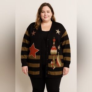 🎄 Vintage QUI Oversized Christmas Cardigan – L